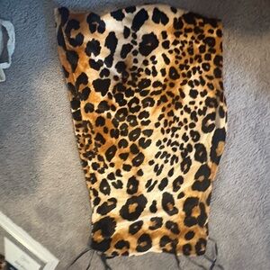 Velvet Leopard Print Tube Mini Dress